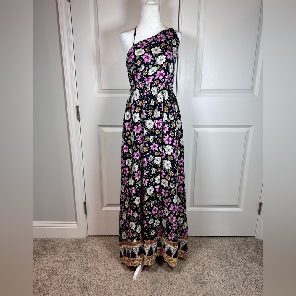 Lulus Floral Maxi Dress Open Back Boho Resort Vacation Wedding Guest NWT M